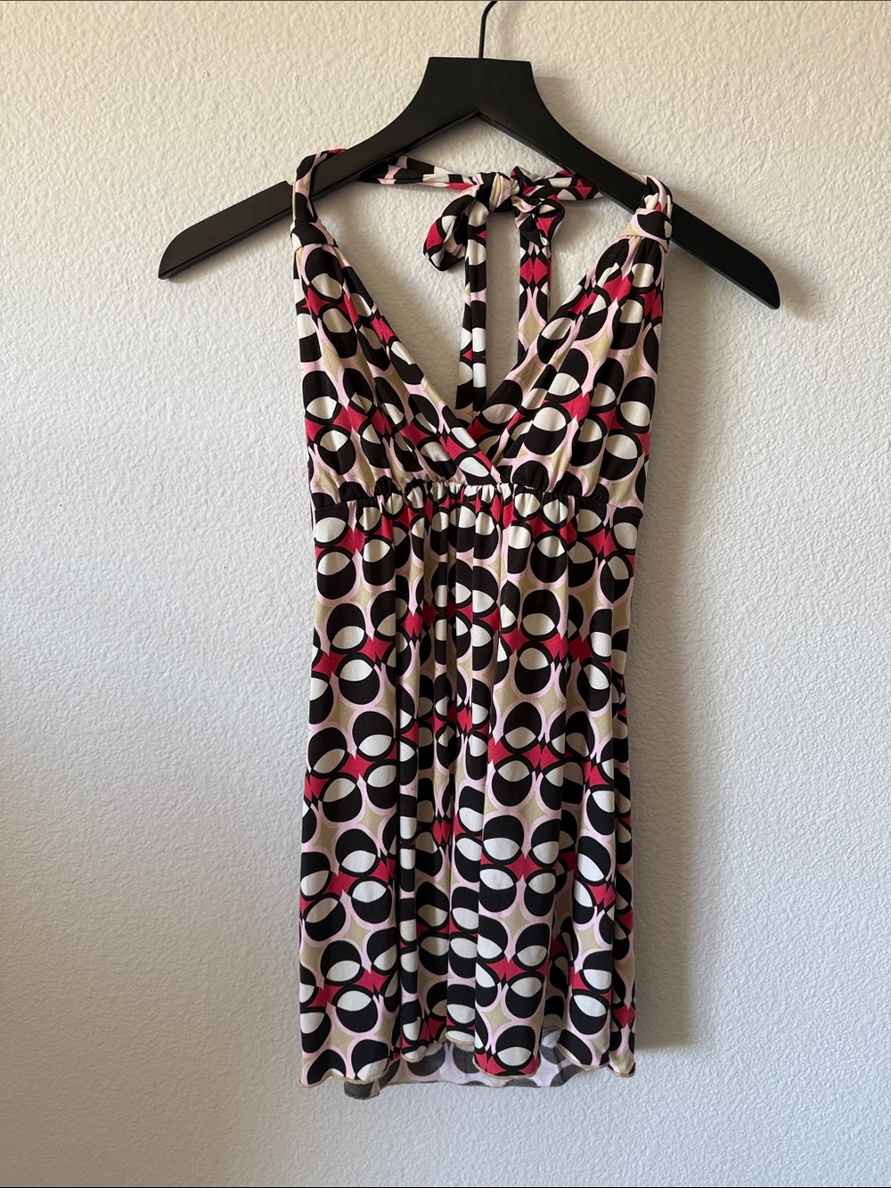 Y2k Halter Geometric  in Pink, Black & White